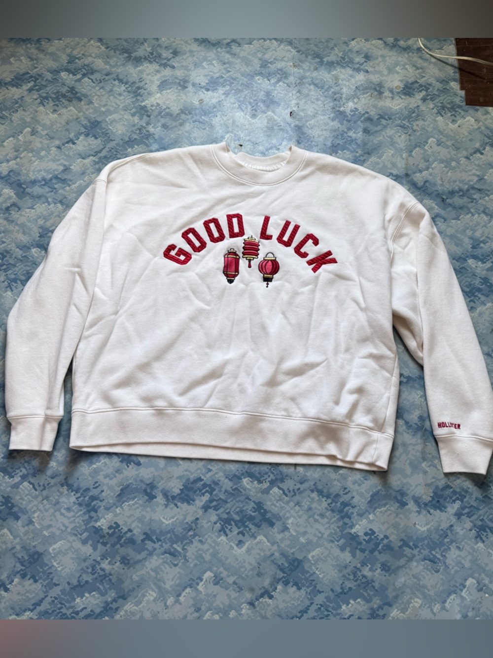 Hollister White Sweatshirt with Red Label